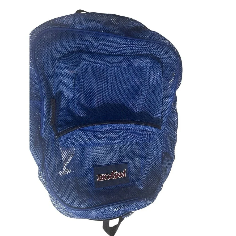 Jansport Mesh Backpack Full Size Book Bag See Through Navy Blue New JS0A2SDG